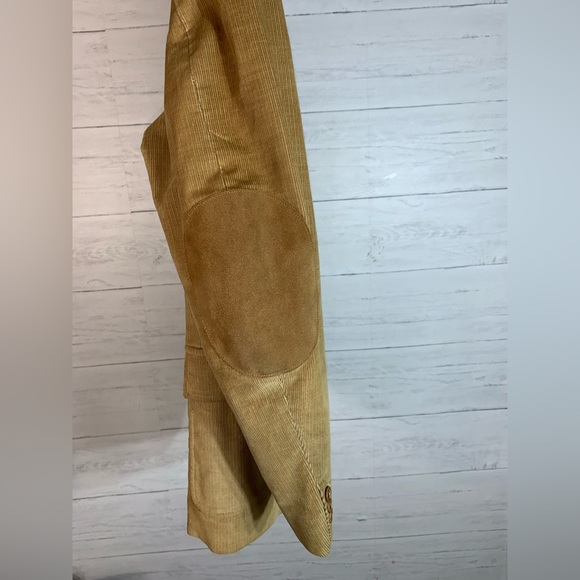 Elderado Mens Vintage Two Buttons Corduroy Blazer Jacket Tan Beige 42 - Picture 5 of 10